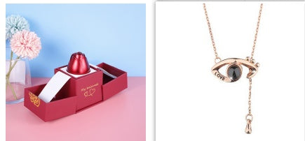 Hot Valentine's Day Gifts Metal Rose Jewelry Gift Box Necklace