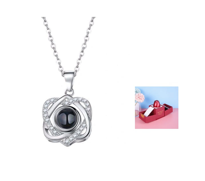 Hot Valentine's Day Gifts Metal Rose Jewelry Gift Box Necklace