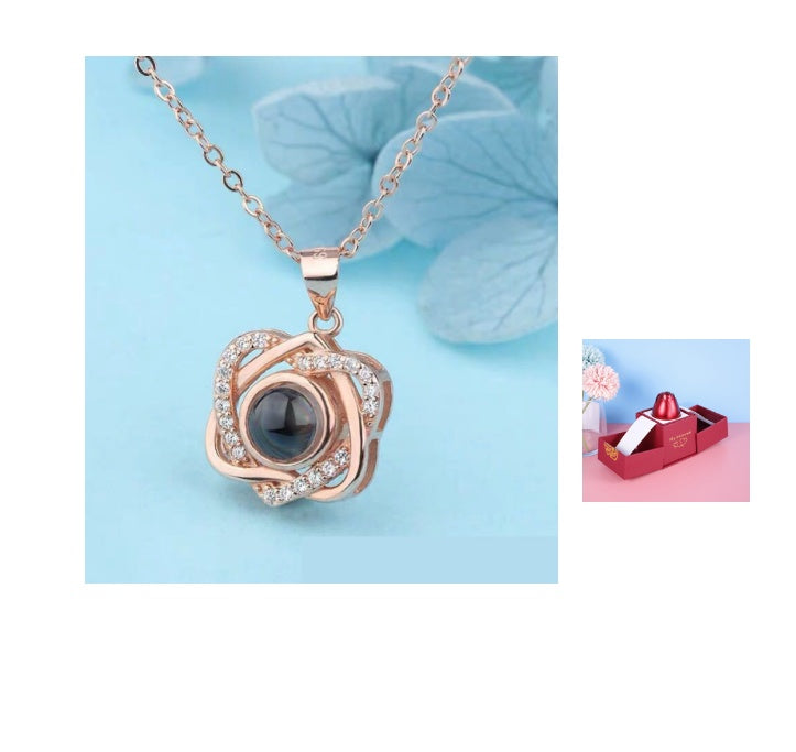 Hot Valentine's Day Gifts Metal Rose Jewelry Gift Box Necklace